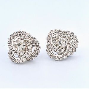 Vintage-Inspired Simulated Crystal Knot Stud Earrings